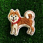 作品柴犬刺繍ブローチ  