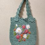 作品お花刺繍のマルシェバッグ