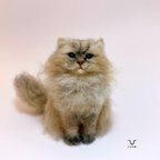 作品チンチラゴールデン　羊毛フェルト　猫　ネコ