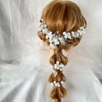 作品かすみ草　ヘッドドレス　ホワイト　ブライダル　ウエディング　ヘアアクセサリー　ブライダルアクセサリー　ヘアドレス　ヘッドドレス　造花　前撮り　フォトウエディング　結婚式　ウエディングドレス 