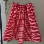 作品北欧テイスト 赤い格子のコットンロングスカート