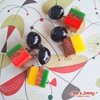 作品◆Bakelite style colorful cube earrings◆ピアス・イヤリング