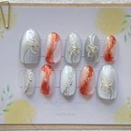 作品nail tip10本setおまけ付き和柄水引ニュアンスネイルチップ