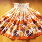 作品#パウスカート#大人用#海亀#ホヌ#プルメリア#モンステラ#オレンジ色#pow skirt#hula