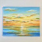 作品sunrise＊絵画　原画　風景画　キレイ　海　空　朝日　夕日　現代アート