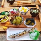 作品秋満載の秋刀魚定食（ミニチュアフード）