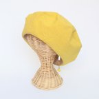 作品【特集掲載】ミモザイエローコットンリネンベレー帽　チャームが付けられる✨　初夏の日差しに