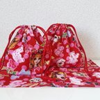 作品1セットのみ❗レトロかわいいお弁当袋&コップ袋、ランチョンマット