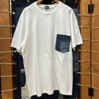 作品デニムパッチワークポケット　5.6オンスTシャツ