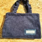 作品☆冬物SALE☆コーデュロイBAG　ネイビー