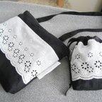 作品cutwork刺繍×linen PouchBagSet