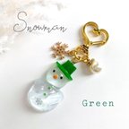 作品⛄️＊キラキラ雪だるまキーホルダー GREEN