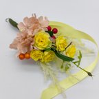 作品【ハンドメイド】アーティフィシャルフラワー 花束 ブーケ  スワッグ 薔薇　黄色