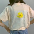 作品FLOWER GRAPHICS＆LOGO BEIGE T-SHIRTS　フラワープリントハイクオリティー半袖Tシャツ　ベージュ