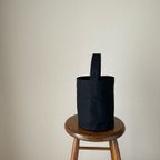 作品【完成品ｱﾘ】ブラックのパラフィン加工帆布のトートバッグ