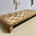 作品木製PCキーボード台/キーボードカバー【寄木装飾】