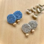 作品＊ふわり刺繍とウッドビーズ＊イヤリング＆ピアス