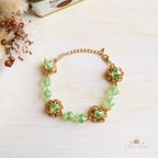 作品✿黄緑のお花✿　ビーズブレスレット　ビーズアクセサリー