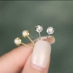 作品金属アレルギー対応　極小3mm 4mm 5mm　つけっぱなしOK silver925一粒パールピアス