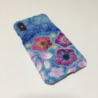 作品京友禅スマートフォンカバー「爽やか花」（iPhoneX専用）