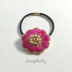 作品刺繍の花-躑躅-