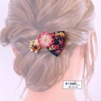 作品＂一点物＂刺繍リボンのヘアクリップʚ🎀ɞ ダルメシアン柄 ヘアアレンジ ハーフアップ 個性派 花 赤