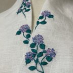 作品紫陽花ビーズ刺繍　麻半襟