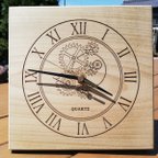 作品木の手作り時計　メカニカル