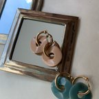 作品sale☺︎【ピンクベージュ】アクリルフープピアス