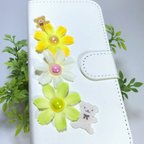 作品お花 くまさんたちの スマホケース iPhone7 iPhone8兼用 手帳タイプ 