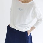 作品オーガニックコットン藍染糸刺繍Tシャツ：blue bird