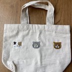 作品にゃんこ刺繍トートバッグ