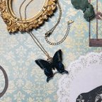 作品手描きのミヤマカラスアゲハのネックレス　蝶のネックレス