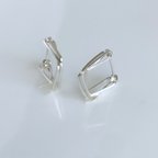 作品silver925 diagonal square  3連　キャッチレス　フープピアス