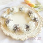 作品【送料無料】ベビーキッズ花冠　~Gray white~  花かんむり　ベビー　キッズ　はなかんむり　リングガール　ベビー花冠　子供用花冠　結婚式　誕生日　バースデー