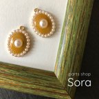 作品【SALE】［4pcs］パール風ビーズのエナメルチャーム［イエロー］ハンドメイド＊アクセサリーパーツ＊素材