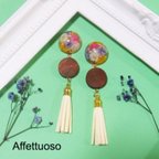 作品*flower*ウッド×タッセル ピアス/イヤリング