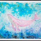 作品絵ポストカードNo.78「漂うピンクの鯨」【選べる3枚】