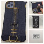 作品XSMax,11ProMax用 布のiPhoneジャケットデニム ブラウン