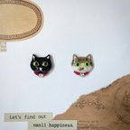 作品猫のピアス(黒猫&キジシロ猫)