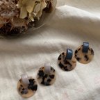 作品gray cabochon leopard pierce or earring