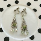 作品キラキラ✨アラビアンピアス&イヤリング（silver×green）