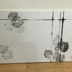 作品水墨画・木製パネル「ひかりの葉」