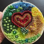 作品心の色　ビーズ刺繍　壁飾り　壁掛け　アート　スワロフスキー