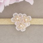 作品桜[ソメイヨシノ]帯留め　(送料無料/オーガンジー刺繍/花/フラワー/春/フォーマル/着物/和装/入学式/卒業式)