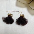 作品メッシュのタッセルピアス *brown