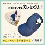 作品【SPRING/SUMMER Collection】わんちゃんの目や頭を守る犬用帽子　岡山デニムシリーズ・ウォッシュブルー