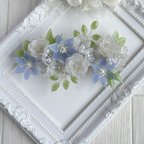 作品〈sold out〉大きめバレッタ「精神の美〜early summer bouquet」〜クレマチス・トルコキキョウ・かすみ草　送料無料