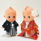 作品⭐︎NEW⭐︎ウェルカムドール / 和装ウェディングキューピー (金蘭/バラ柄) / Bride & Groom Kewpies in Japanese kimonos (rose pattern)