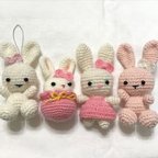 作品ハンドメイド☆可愛いうさぎちゃんのあみぐるみセット☆コットンレース糸かぎ針編みレース編み編み物お正月卯年